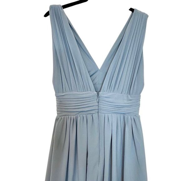 Lulus Plunge Neck Heavenly Hues Sleeveless Side Slit Maxi Dress Light Blue XS - Picture 4 of 7